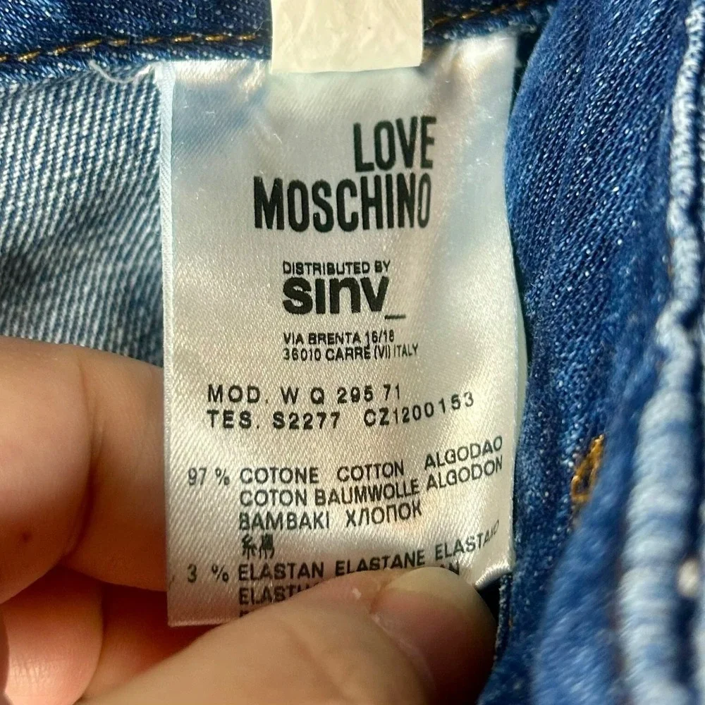 Love Moschino Skinny‎ Jeans Women 30 Blue Adjustable Waist Distressed Stretch